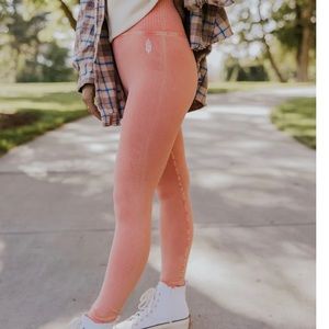 Free people movement ribbed orange leggings